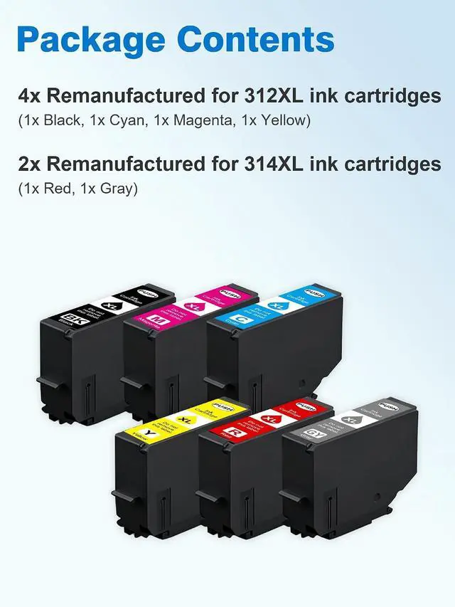 Alt view image 2 of 7 - Weemay Remanufactured Ink Cartridges Replacement for 312XL 314XL Combo Pack