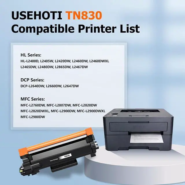Alt view image 2 of 7 - Compatible TN830XL Toner Cartridge Replacement for Brother TN830XL TN830 TN 830 Toner Cartridges, Compatible with Brother DCP-L2640DW HL-L2460DW HL-L2480DW HL-L2400D HL-L2405W Printer, 2 Black