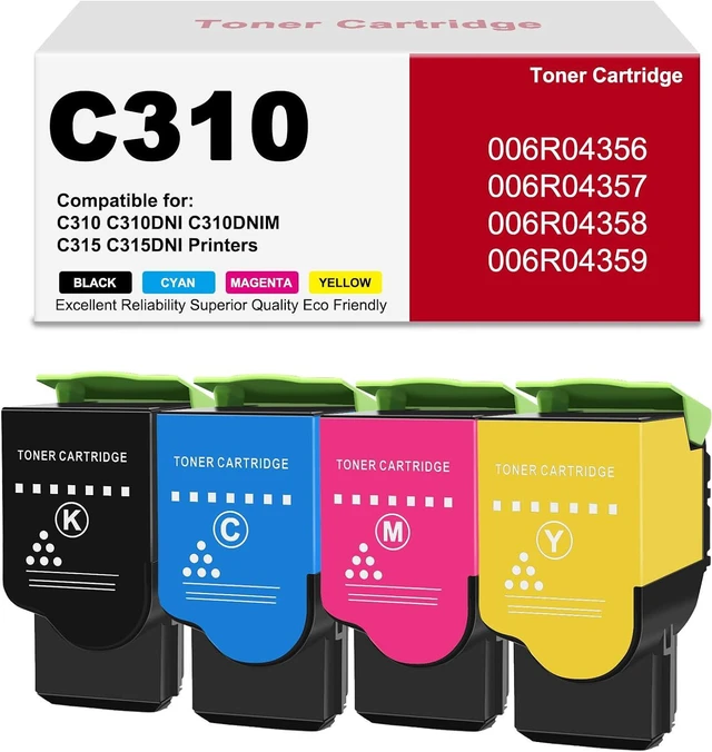 Main image of 4Pack Toner Cartridge for C310 C315 Series Printers, Replacement for 006R04356 006R04357 006R04358 006R04359, Black, Cyan, Magenta, Yellow