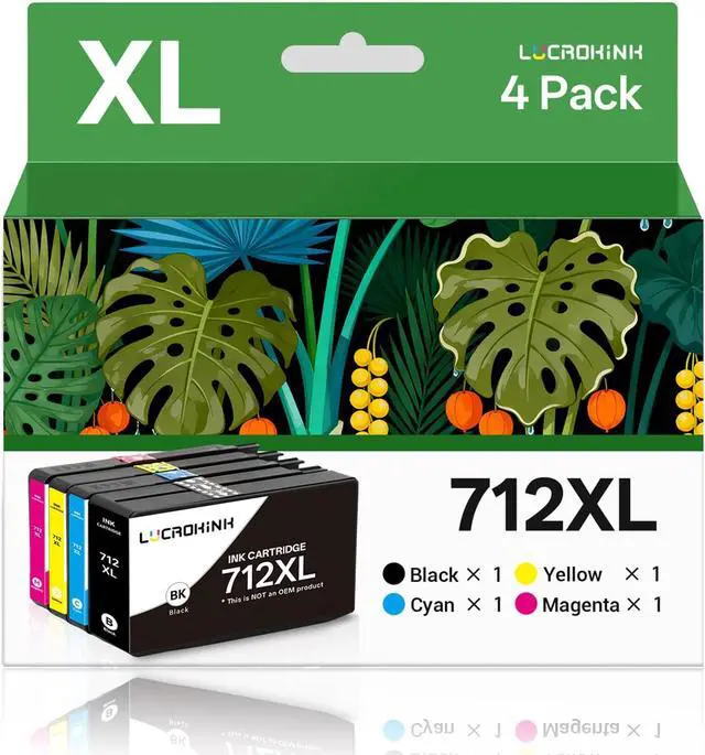 Main image of 712XL Ink Cartridges Replacement for HP 712 712XL Ink Cartridges Combo Pack for HP DesignJet T210 T230 T630 T650 Studio Plotter Printer(4 Pack, Black, Cyan, Yellow, Magenta)