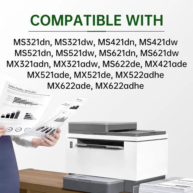 Alt view image 2 of 7 - K-ZIN MS521 56F1000 Black Toner Cartridge with Chip 6000 Page