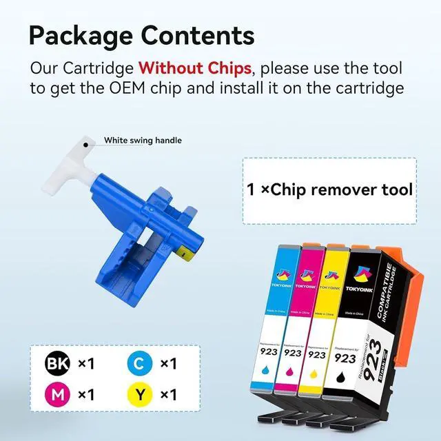 Alt view image 4 of 7 - TOKYOINK 923 Ink Cartridges Combo Pack Replacement for HP 923 Ink Cartridge