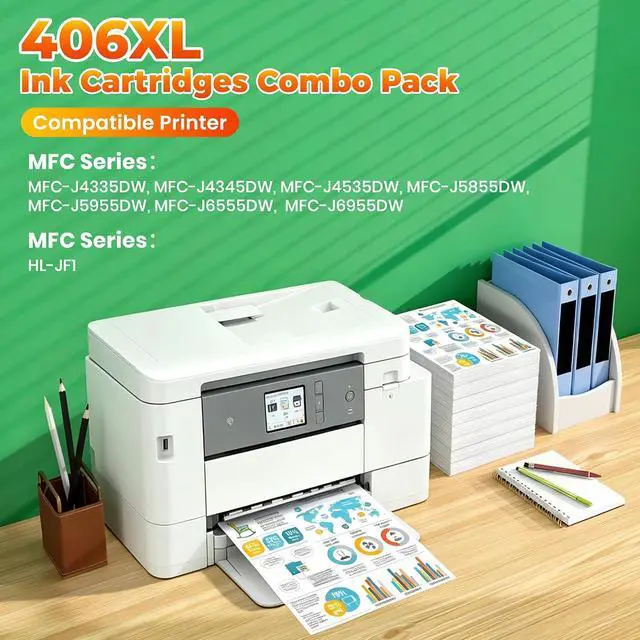 Alt view image 2 of 7 - LC406XL Ink Cartridges Compatible with Brother MFC-J4335DW, MFC-J5855DW
