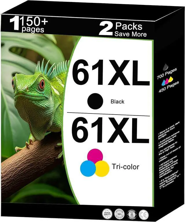Main image of 61XL Ink Cartridge for HP 61 XL Black Combo (2 Packs) Replacement for HP61 HP61XL for 5530 4500 2620 4630 2540 4502 3050 1510 4632 4501 2542 2514 3510 4635 3050a 5535 4610 Printers with V10.1.2 Chips