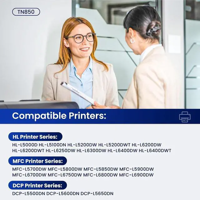 Alt view image 2 of 6 - TN850 Toner Cartridge Black Replacement for Brother TN-850 TN 850 TN820