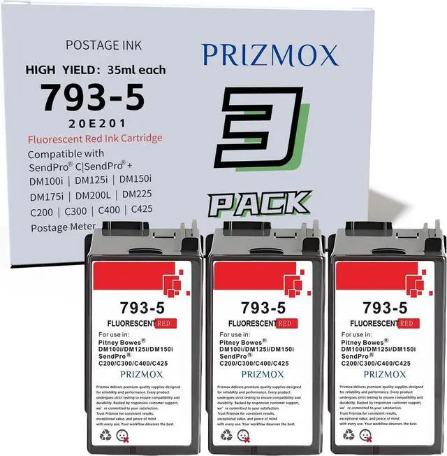 Main image of 3-Pack 793-5 Red Ink Replacement for Pitney Bowes 793-5 Red Ink Cartridge