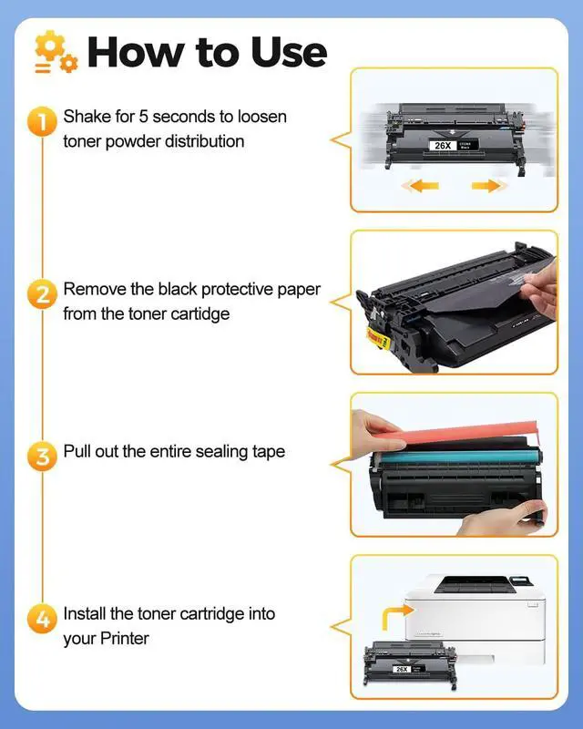 Alt view image 6 of 7 - 2-Pack 26X Black Toner Cartridge CF226X Compatible for HP Printer