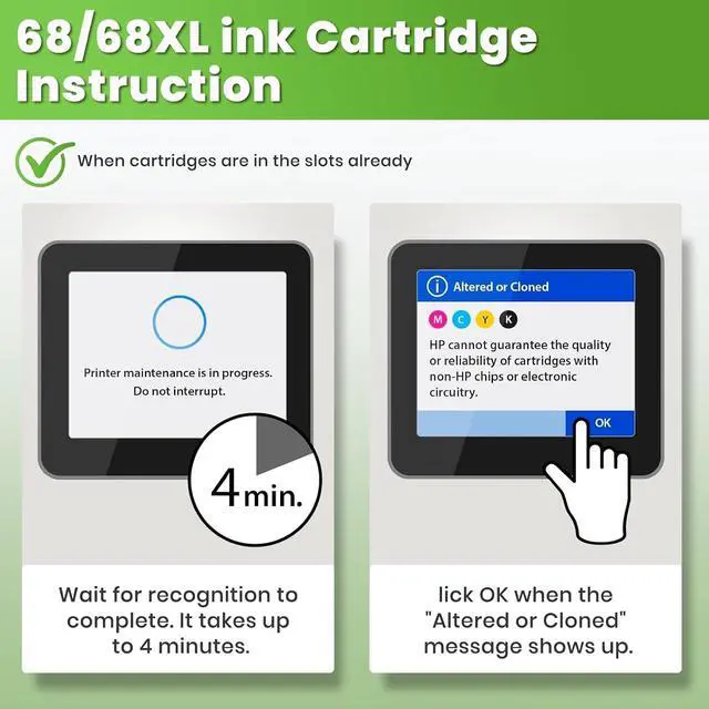 Alt view image 6 of 7 - 68XL 68e 68 Ink Cartridges Combo Pack for Envy 6155e 6555e Ink Cartridge