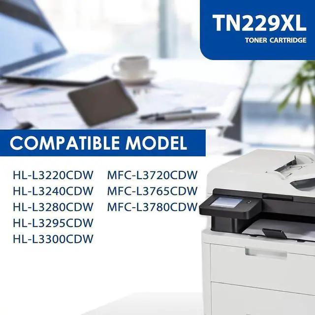 Alt view image 2 of 7 - TN-229 TN229XL Toner Cartridges Replacement for Brother TN229 TN-229xl Toner Cartridges for TN-229BK/C/M/Y High Yield, TN2294PK -Black, Cyan, Magenta, Yellow Toner (MFC-L3720CDW)