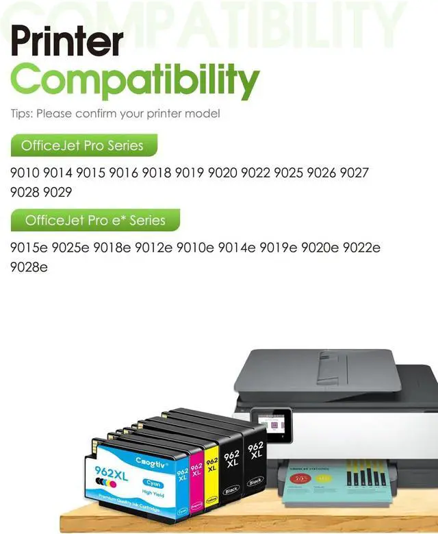 Alt view image 2 of 7 - 962XL Ink Cartridges Black Color Combo Pack 5-Pack Replacement for HP 962XL