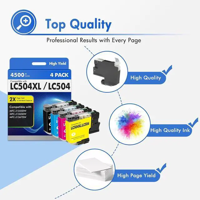 Alt view image 7 of 7 - LC504XL LC504 Ink Cartridges for Brother Printers MFC-J1355DW MFC-J1365DW