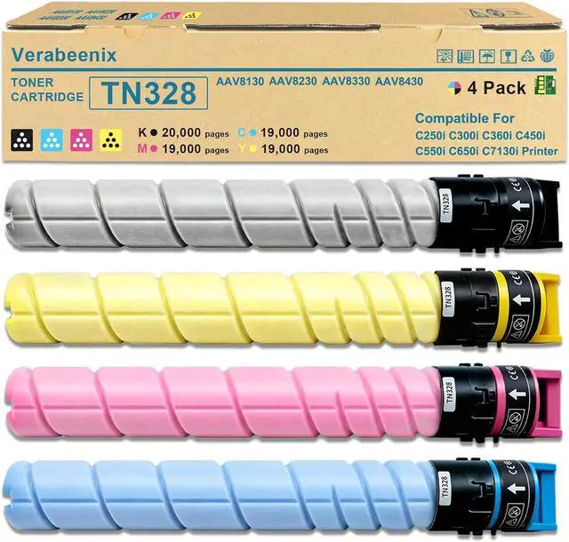 Main image of TN328 TN-328 Toner Cartridge 4-Pack TN328K TN328C TN328M TN328Y Compatible for Konica Minolta Bizhub TN328 Toner for C250i C300i C360i C450i C550i C650i C7130i PrinterBMCY