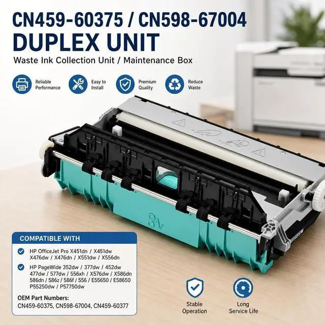 Alt view image 2 of 7 - CN598-67004 CN459-40630 Duplex Module for Printer, Ink Maintenance Box, Waste Ink Collector Compatible with HP Officejet X Series Printer, PageWide Pro 477dw 477dn