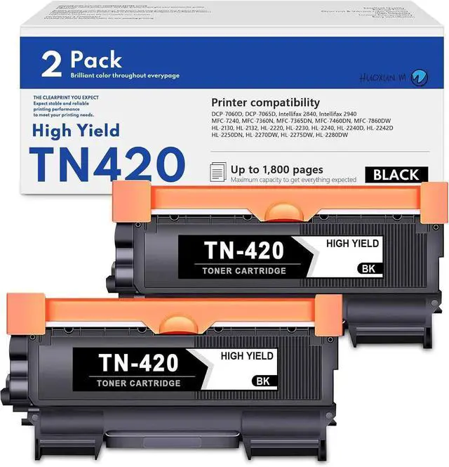 Main image of TN420 TN-420 High Yield Toner Cartridge Replacement for Brother TN 420 Toner Cartridge Compatible with HL-2230 HL-2240 HL-2270DW HL-2280DW MFC-7240 MFC-7360N MFC-7460DN MFC-7860DW (2Pack, Black)