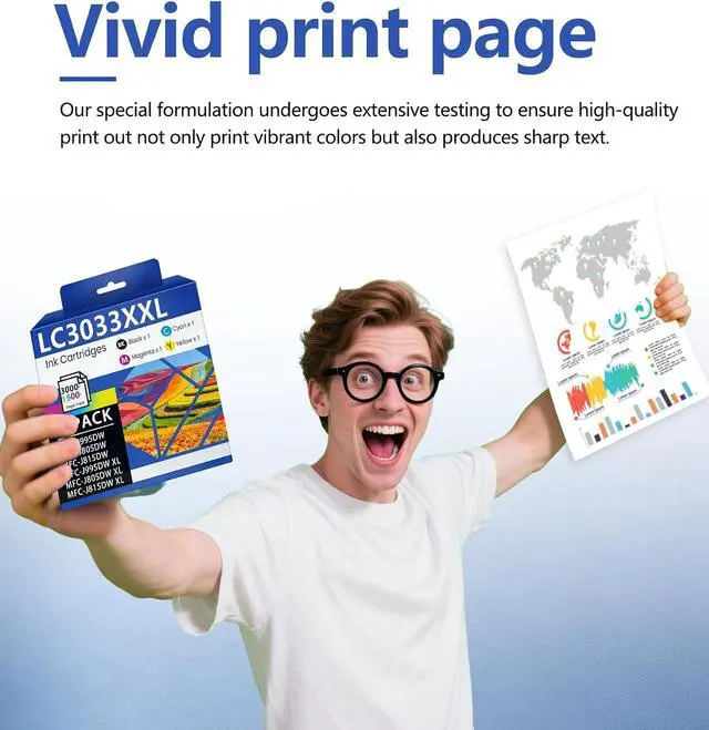 Alt view image 5 of 7 - LC3033XXL LC3033 Ink Cartridges 4 Pack BK/C/M/Y Replacement for Brother