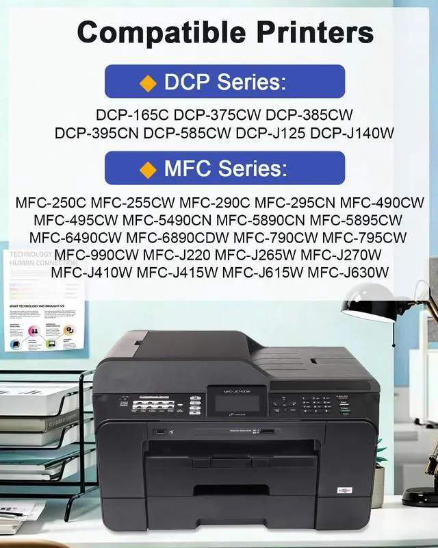 Alt view image 2 of 6 - LC61 Ink Cartridges High Yield (4-Pack,BK/C/M/Y) - Replacement for Brother Ink Cartridge LC61 for MFC-490CW MFC-495CW MFC-6490CW MFC-6890CDW Printer