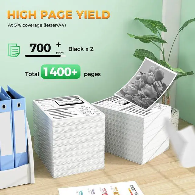 Alt view image 3 of 6 - 63XL Ink Cartridges Compatible for HP 63 XL Works with Office Jet 3830 3833