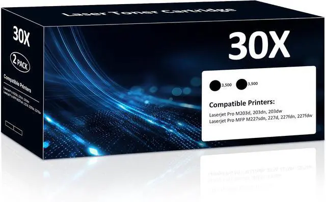 Main image of 30X CF230X Toner Cartridges 2 Black Compatible for HP 30X CF230X 30A CF230A Toner Cartridge High Yield Compatible for HP Laser Jet Pro MFP M227fdw M203dw M203dn M227fdn M227 M227sdn M203d M203 Printer