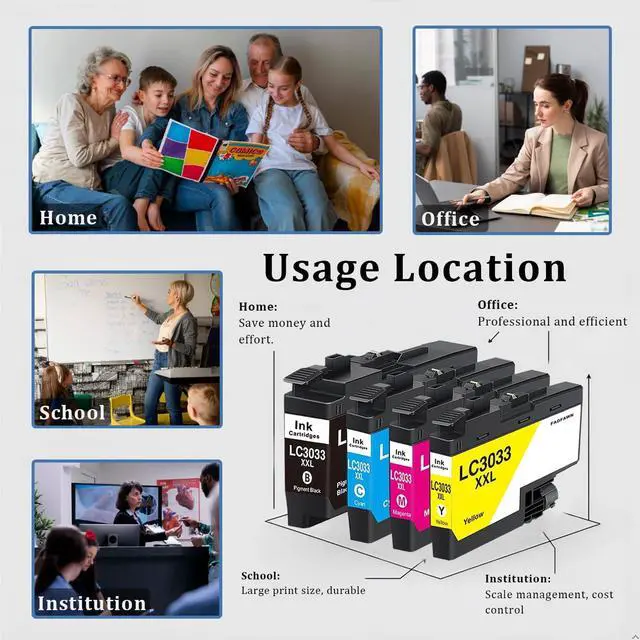 Alt view image 6 of 7 - LC3033XXL LC3033 BK/C/M/Y Ink Cartridges Super High Yield (4-Pack) - Replacement for Brother LC3033 LC3035 Ink Cartridges Work with MFC-J995DW MFC-J815DW MFC-J805DW MFC-J995DW XL MFC-J805DW XL Printer