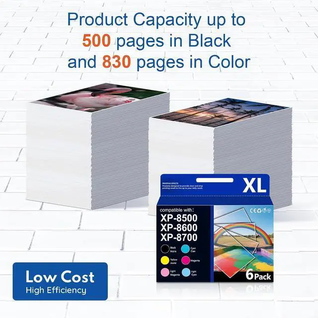 Alt view image 3 of 7 - E312XL 6 Pack High Yield Compatible Ink Cartridges XP-8500 XP-8600 XP-8700