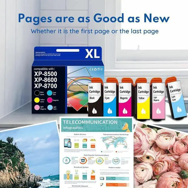Alt view image 5 of 7 - E312XL 6 Pack High Yield Compatible Ink Cartridges XP-8500 XP-8600 XP-8700