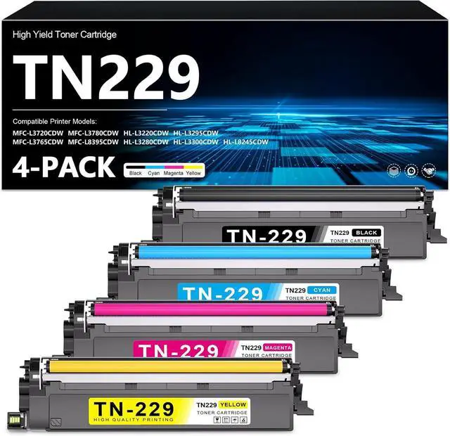 Main image of TN229 Toner Cartridge 4-Pack TN-229 BK/C/M/Y Toner HL-L3300CDW HL-L3220CDW