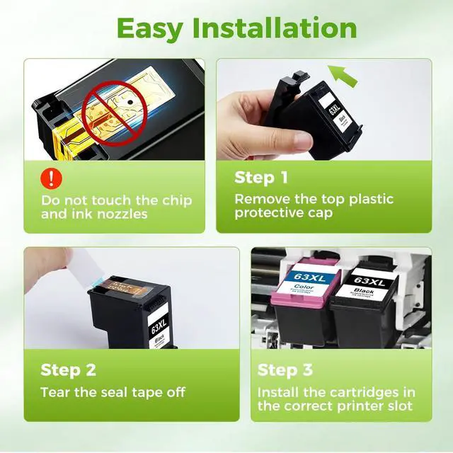 Alt view image 6 of 7 - 63XL Ink Cartridges Combo Pack Compatible for HP 63XL 63 XL Black and Color