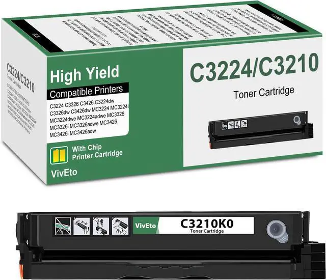 Main image of MC3426 C3210 C3224 Black Toner Cartridge with New Chip C3210K0 Toner