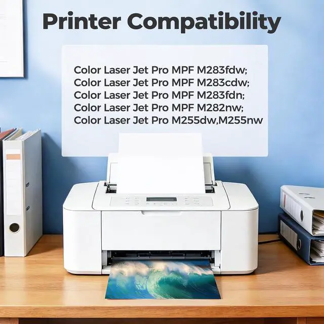 Alt view image 2 of 7 - 206A Toner Cartridges 4 Pack M283fdw M283cdw (with Chip) Compatible for HP 206A 206X W2110A 206A Toner Cartridges Set for Color Laser Jet Pro MFP M283fdw M255dw M283cdw M255nw M283 M255 Printer Ink