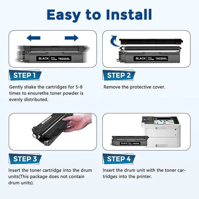 Alt view image 4 of 6 - TN229XL Toner Cartridges 4 Pack Color Compatible for Brother TN229XL TN229