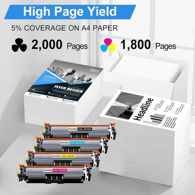 Alt view image 3 of 7 - 210A Toner Cartridges with Chip Replacement for HP 210A 210X Toner Work for HP Color LaserJet Pro MFP 4301fdw 4301fdn Pro 4201dw 4201dn Series Printer Ink W2100A W2100X High Yield (4-Pack)