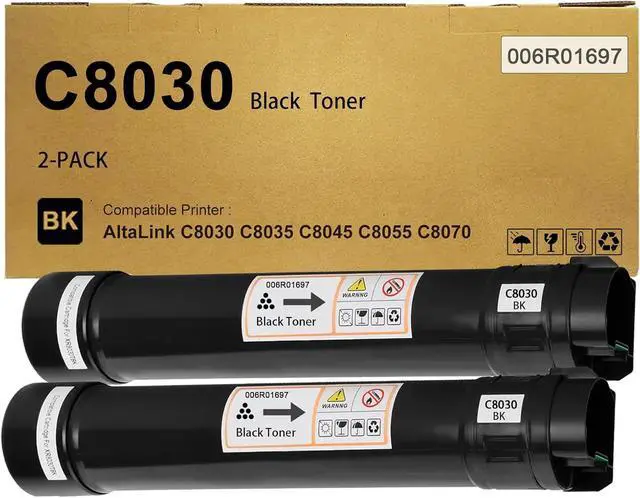 Main image of 2-Pack C8030 Black Toner Cartridges 006R01697 Black Toner Compatible with Xerox AltaLink C8030 C8035 C8045 C8055 C8070 Printers