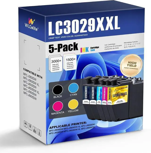 Main image of LC3029XXL Ink Cartridges 5 Pack Super High Yield Replacement for Brother LC3029 LC3029 XXL Work with MFC-J5830DW MFC-J5830DWXL MFC-J5930DW MFC-J6535DW MFC-J6535DWXL MFC-J6935DW Printers (2BK/C/M/Y)