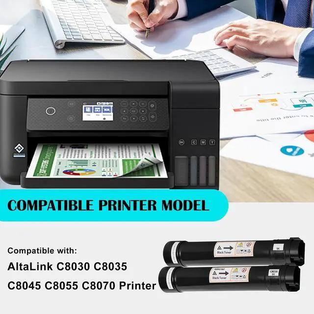 Alt view image 2 of 6 - 2-Pack C8030 Black Toner Cartridges 006R01697 Black Toner Compatible with Xerox AltaLink C8030 C8035 C8045 C8055 C8070 Printers