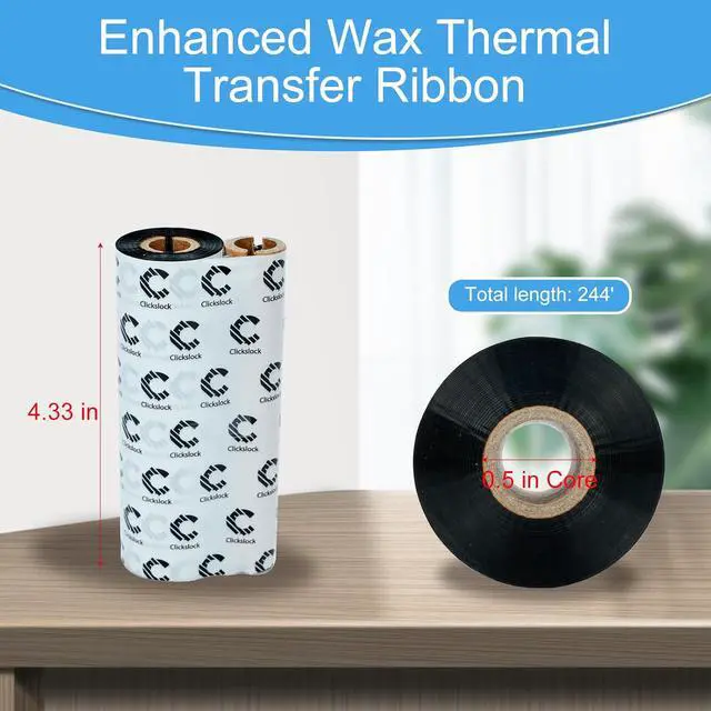 Alt view image 2 of 7 - Enhanced Wax Thermal Transfer Ribbon, 4.33'' x 244', 24 Rolls