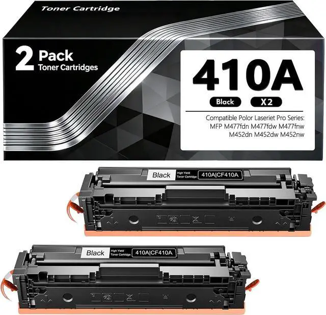 Main image of 410A Black Toner Cartridges with Chip Replacement for HP 410A 410X Toner Color Laser Jet Pro MFP M477fnw Toner M477fdw M477fdn M452dn M452nw M477 M377 Printer 2 Pack