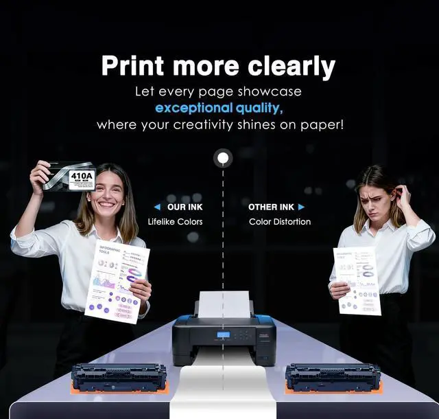 Alt view image 4 of 7 - 410A Black Toner Cartridges with Chip Replacement for HP 410A 410X Toner Color Laser Jet Pro MFP M477fnw Toner M477fdw M477fdn M452dn M452nw M477 M377 Printer 2 Pack