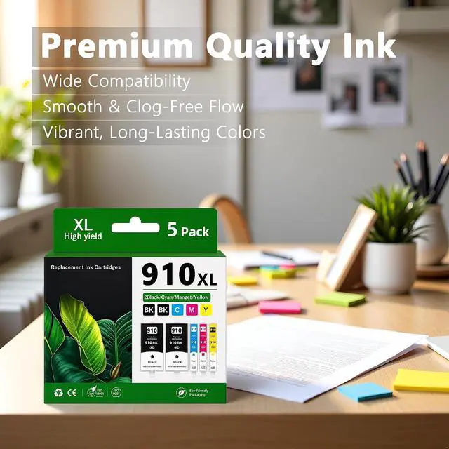 Alt view image 7 of 7 - 910XL Ink Cartridges Combo Pack, 2Black Cyan Magenta Yellow, 5 Pack