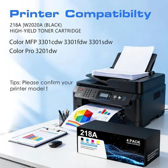 Alt view image 2 of 7 - 218A Toner Cartridges High Yield 4-Pack (C/M/Y/K) with Chip