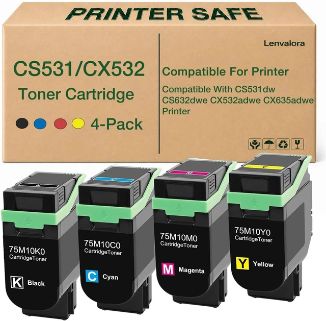 Main image of 75M10K0 75M10C0 75M10M0 75M10Y0 Toner Cartridge Replacement for Lexmark CS531 CX532 Toner Work for CS531 CS531dw CX532 CX532adwe CS632 CS632dwe CX635 CX635adwe Printer 4-Pack