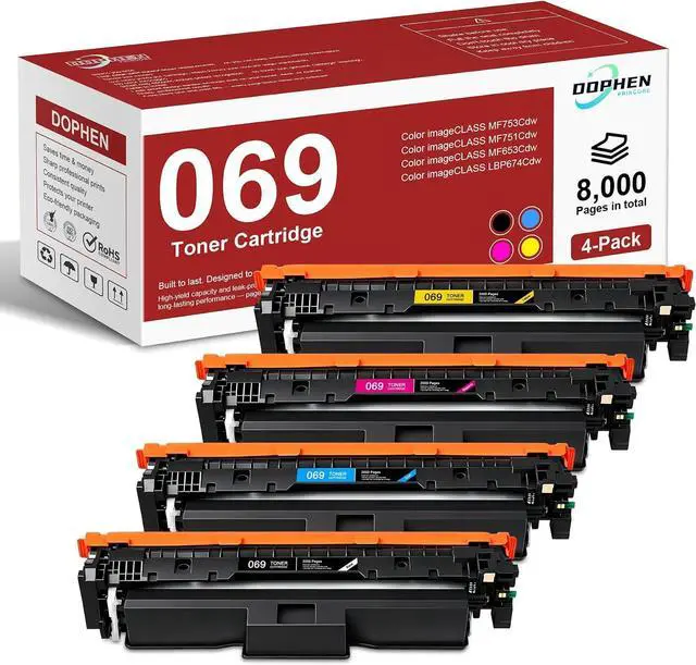 Main image of 069 Toner Cartridge Set (4-Pack, BK/C/M/Y), Replacement for Canon 069 Toner, Works with Color ImageCLASS MF753Cdw MF751Cdw MF752Cdw MF756Cx LBP674Cdw LBP673Cdw LBP674Cx Printers
