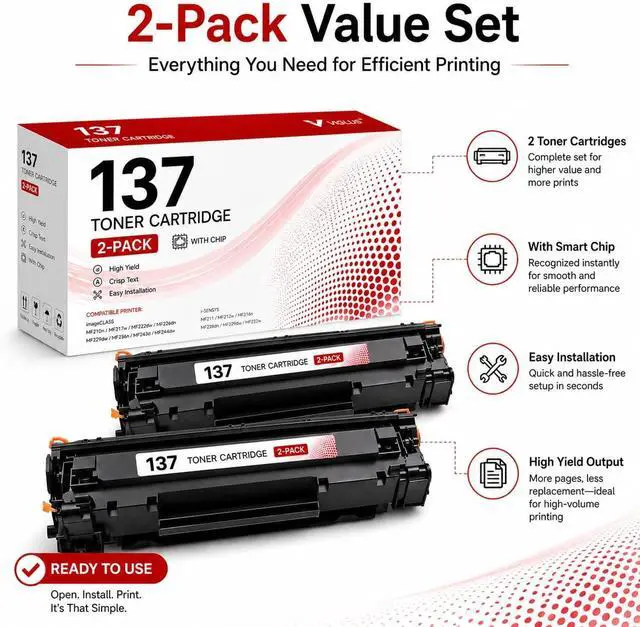 Alt view image 6 of 7 - 137 Toner Cartridge Compatible CRG137 CRG-137 Toner Raplacement for Canon 137 Black Toner Cartridge with ImageClass D570, LBP151dw, MF236n, MF232w, MF216n, MF244dw, MF242dw, MF232w Printer (2 Pack)