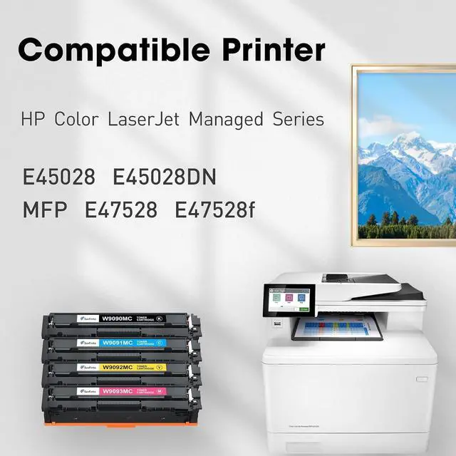 Alt view image 2 of 6 - W9090MC Toner Cartridge Set (High Capacity, with Chip) Compatible with W9090MC W9091MC W9092MC W9093MC Work for HP Color Managed E45028 E45028DN MFP E47528 E47528f Printer (4-Pack,BCMY)