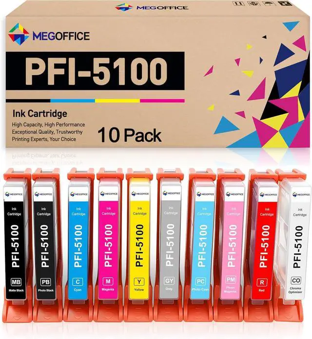Main image of PFI5100 Ink Cartridges Replacement for Canon PFI-5100 10-Pack