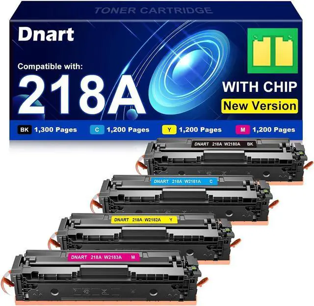 Main image of 218A Toner Cartridges 4 Pack with Chip Compatible Replacement for HP218A 218A Work for Color LaserJet Pro MFP 3301fdw 3301sdw 3301cdw Pro 3201dw Printer W2180A High Yield Toner Cartridges, BCMY