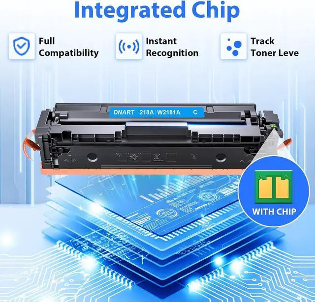Alt view image 2 of 7 - 218A Toner Cartridges 4 Pack with Chip Compatible Replacement for HP218A 218A Work for Color LaserJet Pro MFP 3301fdw 3301sdw 3301cdw Pro 3201dw Printer W2180A High Yield Toner Cartridges, BCMY