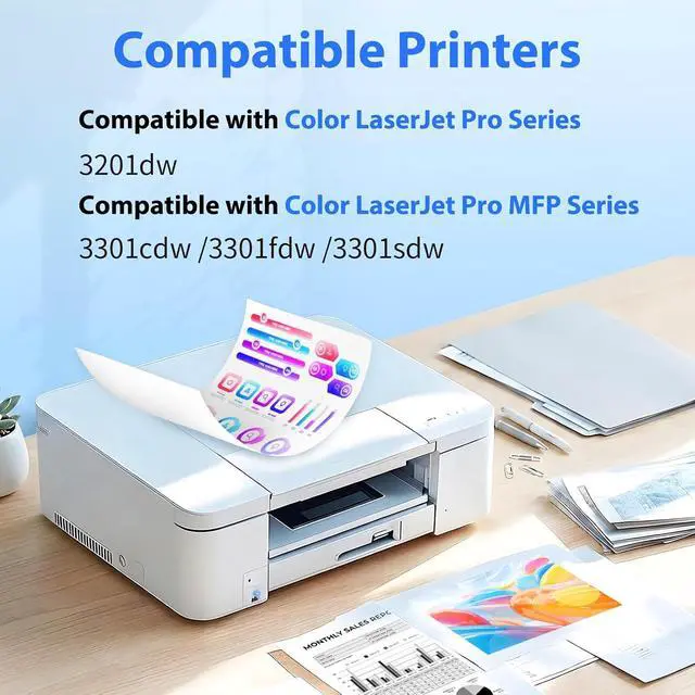 Alt view image 4 of 7 - 218A Toner Cartridges 4 Pack with Chip Compatible Replacement for HP218A 218A Work for Color LaserJet Pro MFP 3301fdw 3301sdw 3301cdw Pro 3201dw Printer W2180A High Yield Toner Cartridges, BCMY
