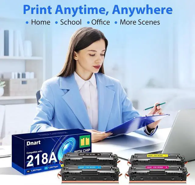 Alt view image 6 of 7 - 218A Toner Cartridges 4 Pack with Chip Compatible Replacement for HP218A 218A Work for Color LaserJet Pro MFP 3301fdw 3301sdw 3301cdw Pro 3201dw Printer W2180A High Yield Toner Cartridges, BCMY