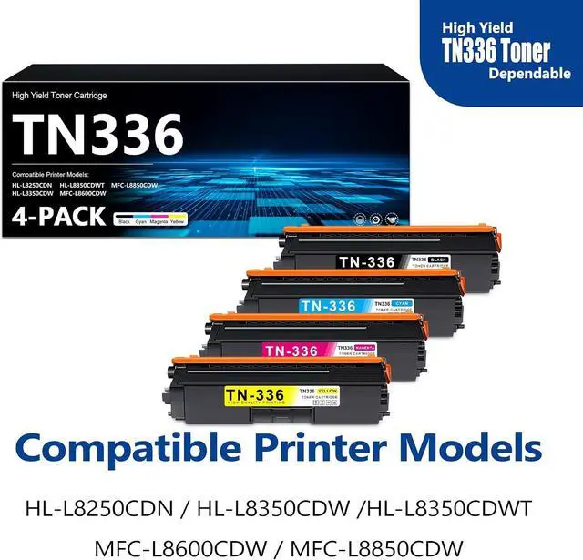 Alt view image 2 of 7 - TN336 Toner Cartridge Set 4-Color High Yield MFC-L8850CDW TN-336 Toner