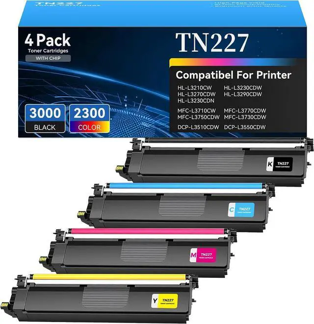Main image of TN227 TN-227 High Yield Toner Cartridges 4-Pack HL-L3210CW HL-L3270CDW HL-L3230CDW Compatible for Brother TN227 TN-227BK/C/M/Y Toner Cartridge work with HL-L3290CDW MFC-L3710CW MFC-L3770CDW Printer